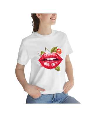 TRICOU DAMĂ CU IMPRIMEU BUZE ROȘI