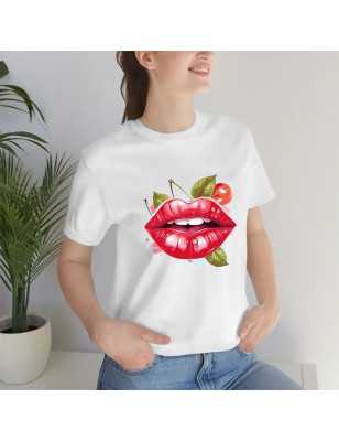 TRICOU DAMĂ CU IMPRIMEU BUZE ROȘI