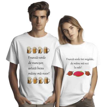 Tricouri personalizate cuplu burlăcie