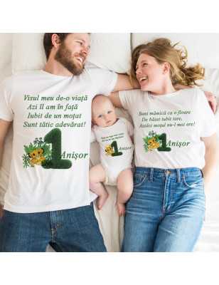 Set tricouri zi de naștere cu tematică verde