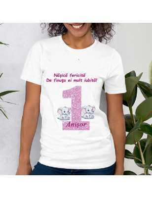 Set tricouri zi de naștere cu elefant naș și nașă