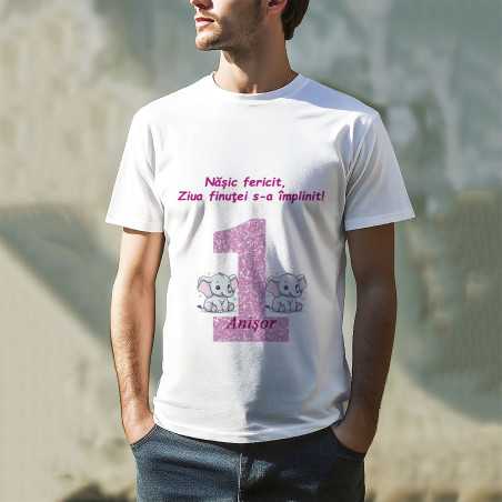 Set tricouri zi de naștere cu elefant naș și nașă