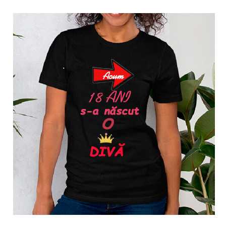 Tricou dama cu imrprimeu 18 ani