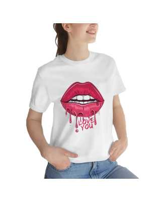 TRICOU DAMĂ CU IMPRIMEU BUZE ROZ